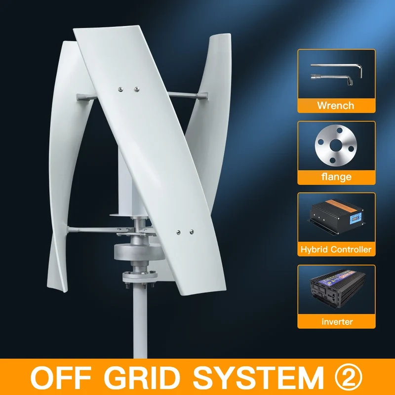 Verticale Windturbine – Horizontale Windmolen – Mini Windgenerator – Windkracht Turbine – 2000W Vermogen – 24V - Off-grid systeem 2