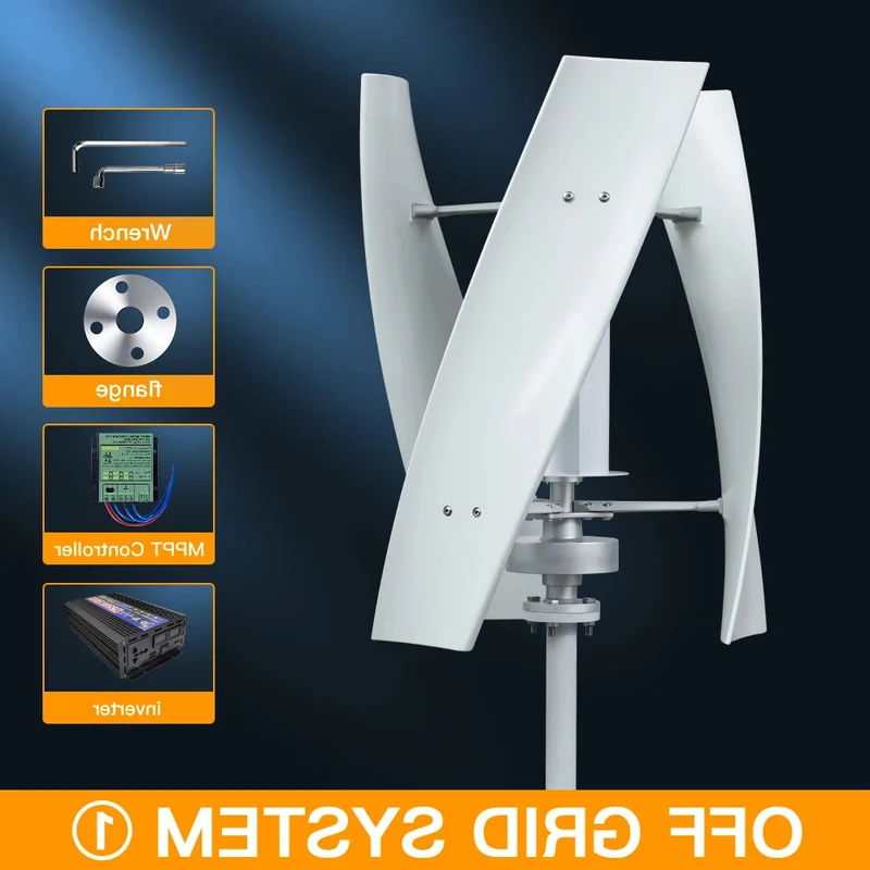 Verticale Windturbine – Horizontale Windmolen – Mini Windgenerator – Windkracht Turbine – 2000W Vermogen – 48V - Off-grid systeem 1