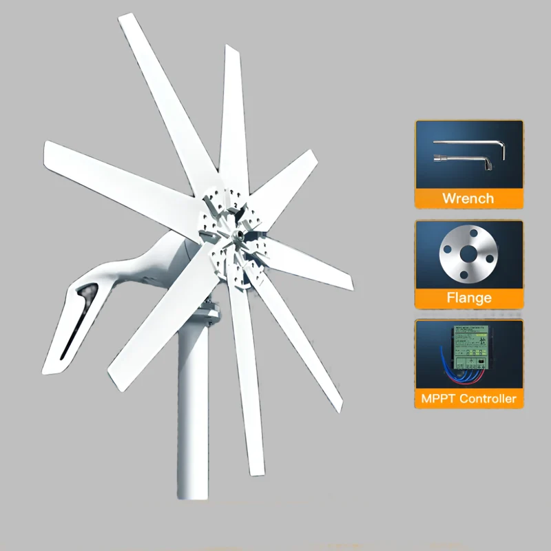 Windturbine – Horizontale Windmolen – Kleine Windgenerator – Duurzame Energie – 1000W Vermogen – Stil En Robuust - 12V - Met Gratis MPPT-controller