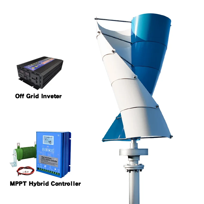 Windturbine – Verticale As Windmolen – Duurzame Generator – Energie Opwekker – 5000W Vermogen – 12V - Met Off-grid Systeem