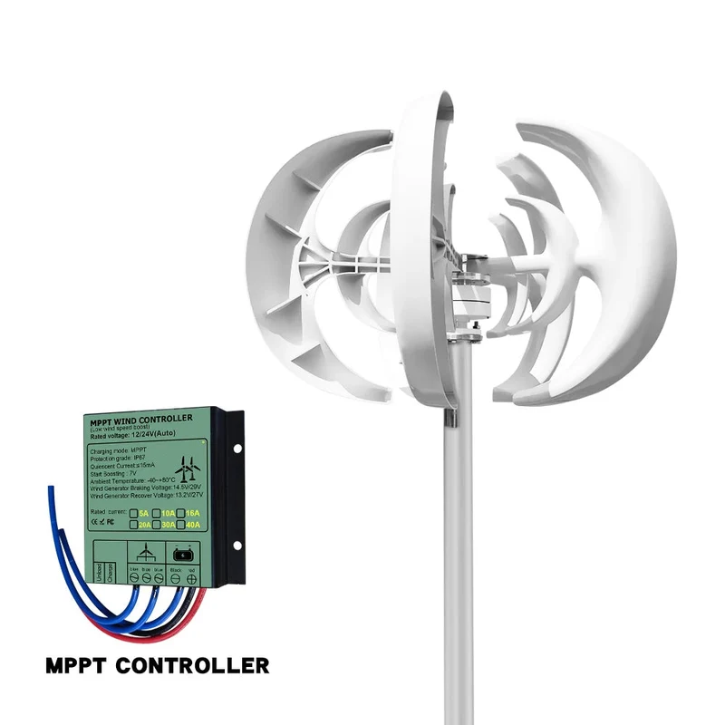 Windturbine – Verticale As Windmolen – Windenergie Generator – Duurzame Energie – Windmolen – 5000 Watt Vermogen – Weerbestendig IP54 - 24V - Met Gratis Controller