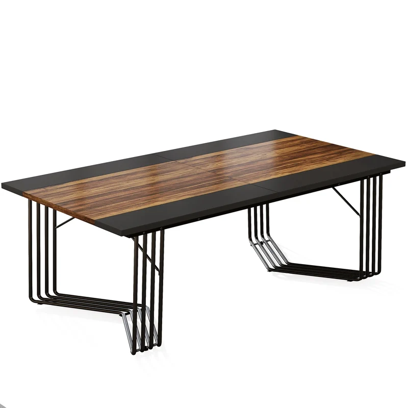 Vergadertafel – Werktafel – Bureau – Eettafel – Industrieel – Stevig Metalen Frame - 100 x 200 x 75 cm - Bruin