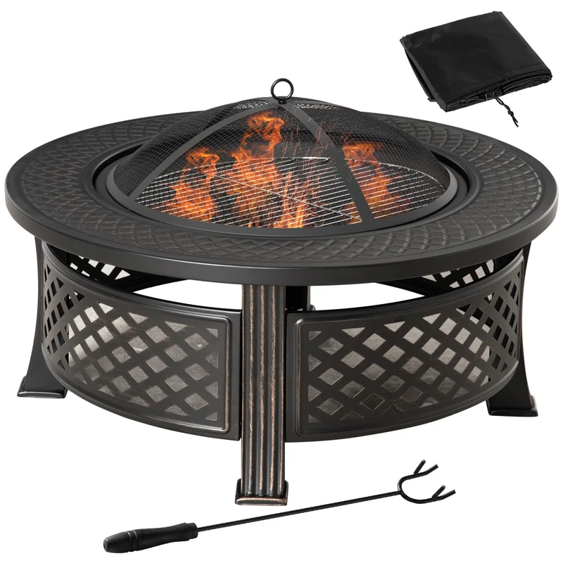Vuurkorf – Tuinhaard – Buitenhaard – Barbecue – Warmtebron – Duurzaam Staal – Inclusief Houtvork