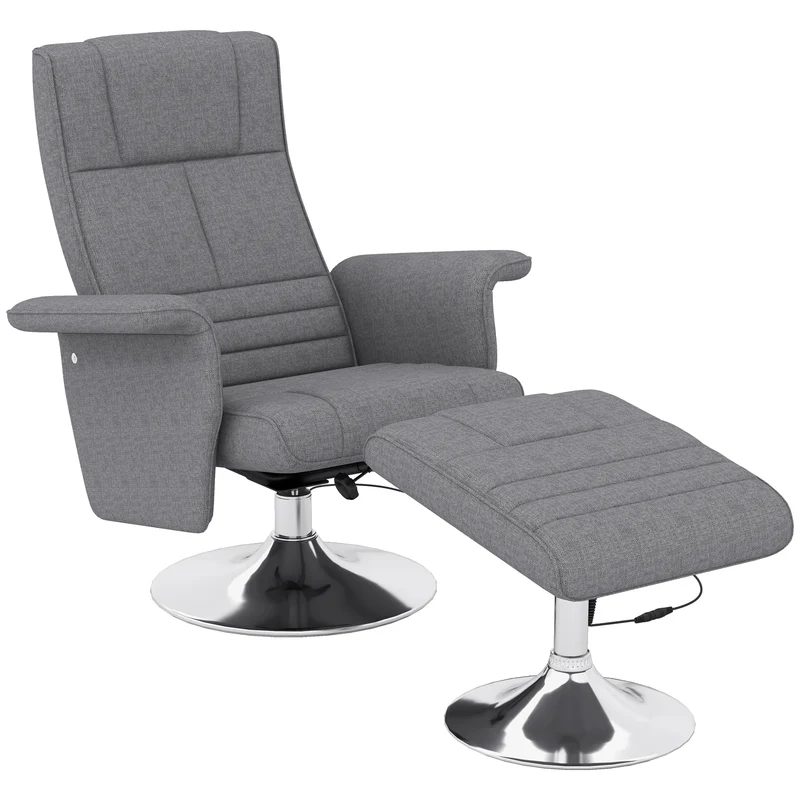 Elektrische Relaxfauteuil – Massagefauteuil – Relaxstoel – Draaifauteuil – Comfortstoel – 8 Vibratiemassagepunten – Verstelbare Rugleuning