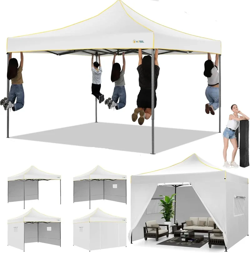 3x3m Pop-Up Partytent – Tuinentent – Evenemententent – Marktstandtent – Campingtent – Waterdicht 410D Oxford – Roestbestendig Frame - Wit