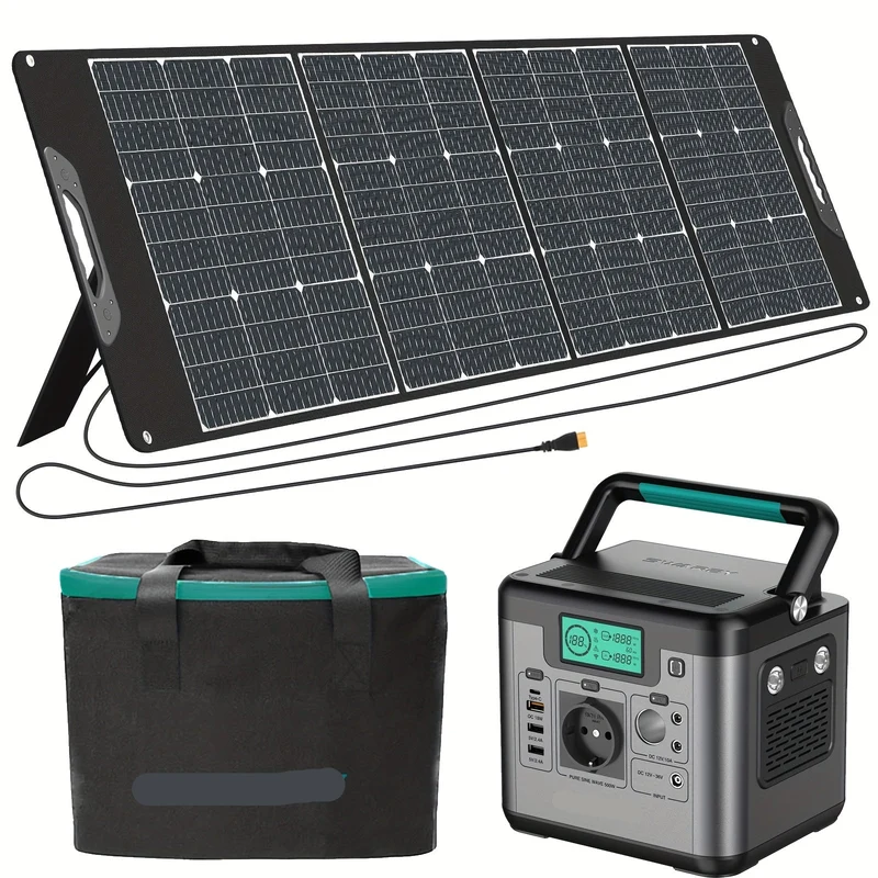Draagbare Powerstation – Mobiele Stroomvoorziening – Noodstroom – Camping Batterij – Compact – 518 Wh Capaciteit – 500W AC-uitgang