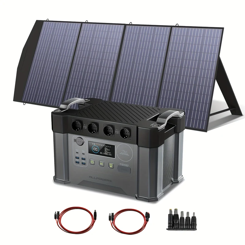 Draagbare Powerstation – Mobiele Accu – Noodstroomvoorziening – Zonne-energie – 2400W Vermogen – 1500Wh Batterij