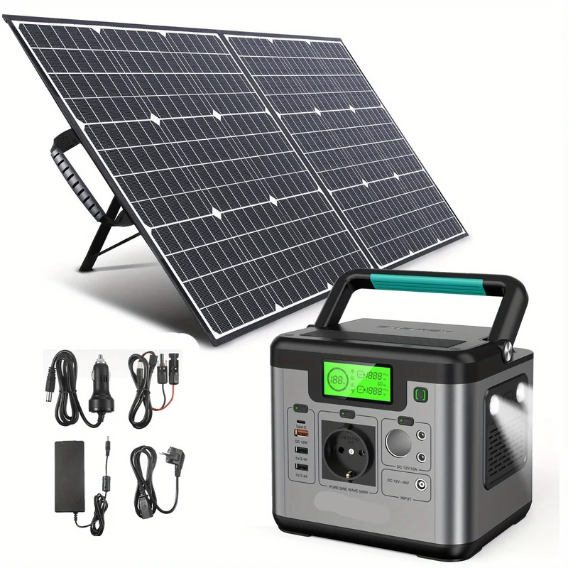 Draagbare Powerstation – Mobiele Accu – Noodstroomvoorziening – Camping Accu – 518Wh Batterij – 500W Sinusgolf Uitgang