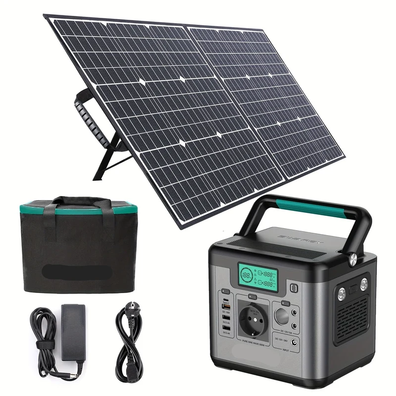 Power Station – Draagbare Generator – Mobiele Accu – Noodstroom – Zonne-energie – 518 Wh Capaciteit – 500 Watt Output