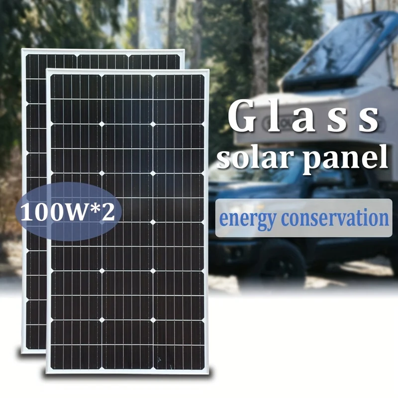 Zonnepanelen – Monokristallijne Panelen – 12V Solar Panelen – Caravan Zonnepanelen – Boot Zonnepanelen – 2x 100 Watt – Weerbestendig