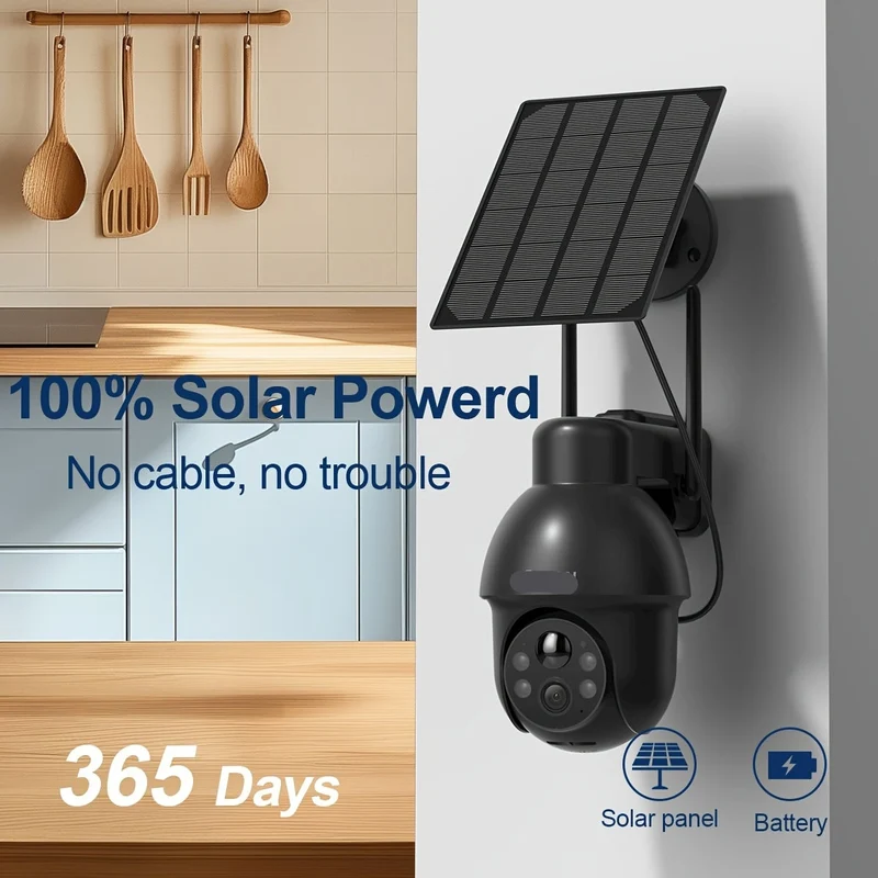 Beveiligingscamera – Buitencamera – Wifi Camera – Draadloze Camera – Solar Camera – 3MP Full HD – Nachtvisie - Zwart