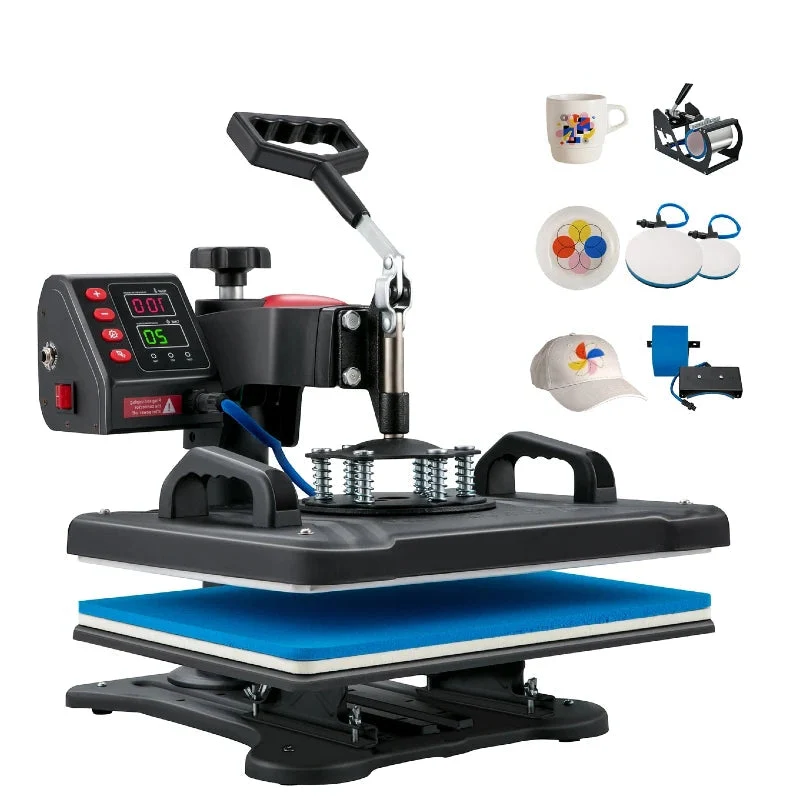 5-In-1 Warmtepers – Textieldrukker – Transferpers – Mokkenpers – Pettenpers – 12 X 15 Inch Persoppervlak – Digitale Temperatuurregeling