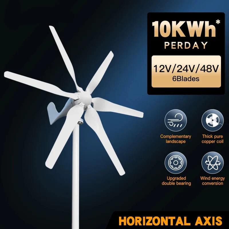 Windturbine – Windgenerator – Windenergie Systeem – Duurzame Energie – 3000W Vermogen – Laag Startpunt - Off-grid Systeem 1 – 12V
