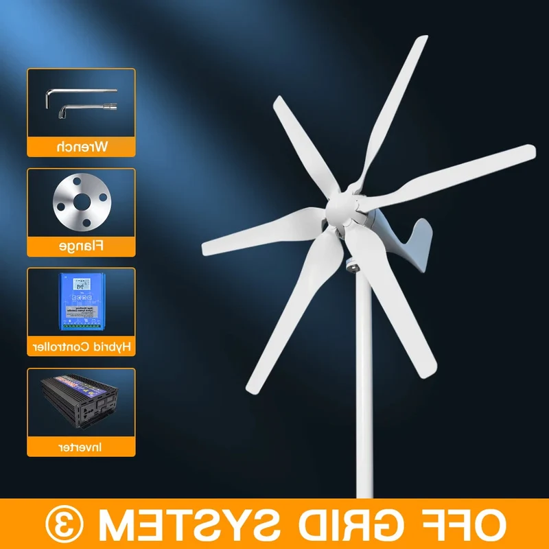 Windturbine – Windgenerator – Windenergie Systeem – Duurzame Energie – 3000W Vermogen – Laag Startpunt - Off-grid Systeem 2 – 24V