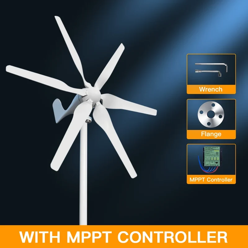 Windturbine – Windgenerator – Windenergie Systeem – Duurzame Energie – 3000W Vermogen – Laag Startpunt - Gratis MPPT-controller – 48V