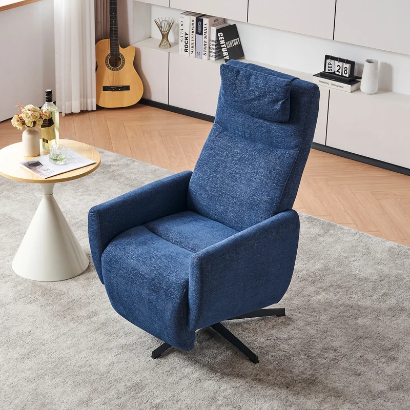 Loungestoel – Relaxstoel – Fauteuil – Zitstoel – Verstelbare Rugleuning – 360° Draaibare Basis – Chenille Stof