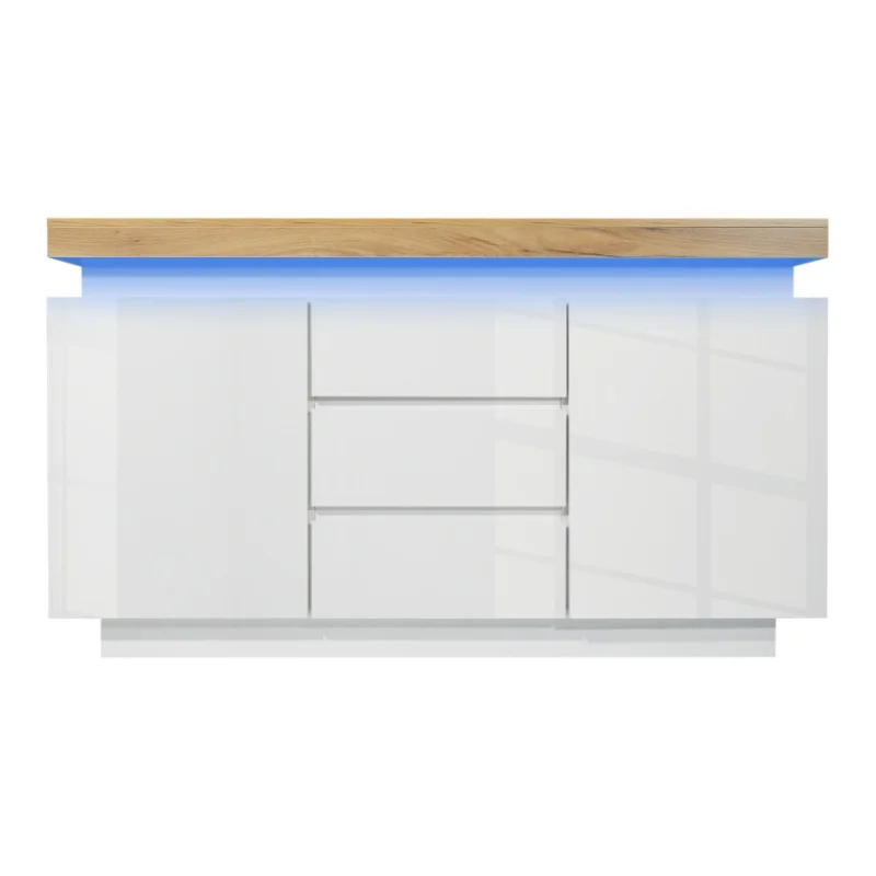 Opbergkast – Opbergmeubel – Kast Met Lades – Opbergmeubel Met Planken – Hoogglans Afwerking – LED Verlichting