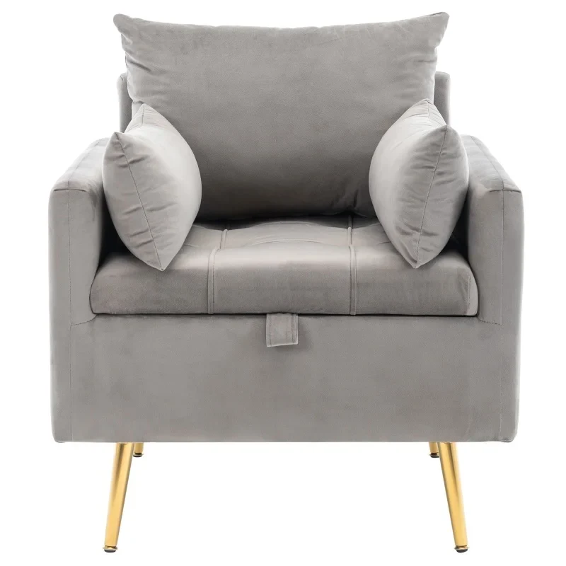 Velvet Fauteuil – Lounge Stoel – Relaxstoel – Leesstoel – Zitstoel – Met Opbergruimte – Stevig Houten Frame