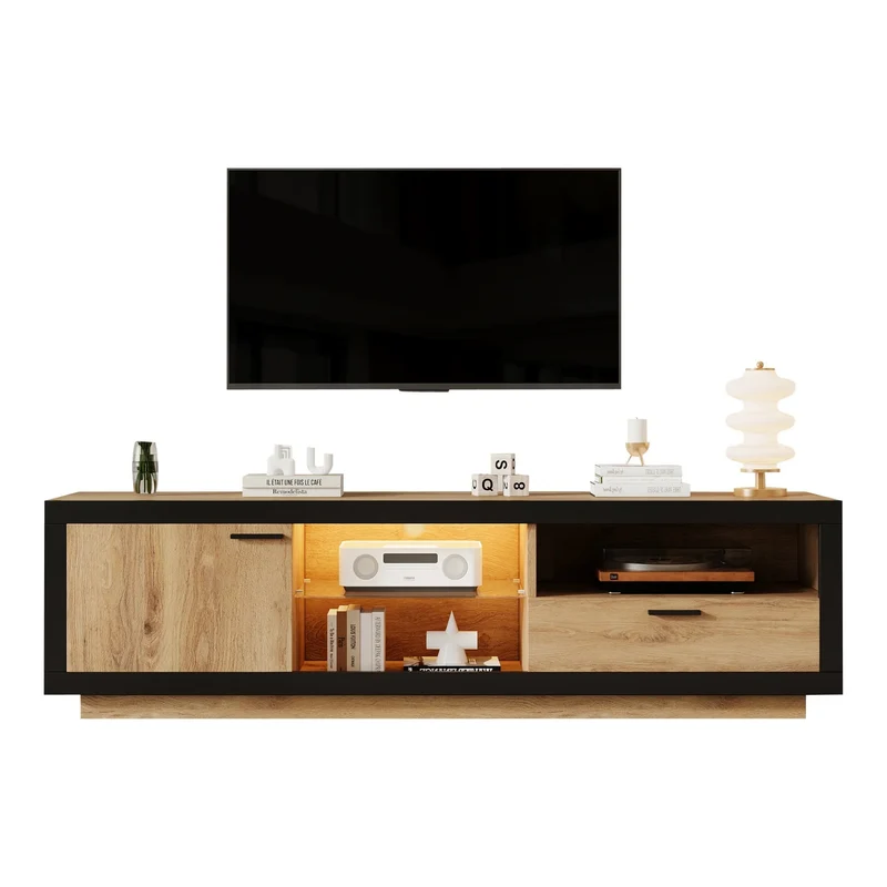 TV-Meubel – TV-Kast – Entertainmentmeubel – Tv-Stand – LED-Verlichting Met Smartphonebediening – Geschikt Voor Tv’s Tot 70 Inch
