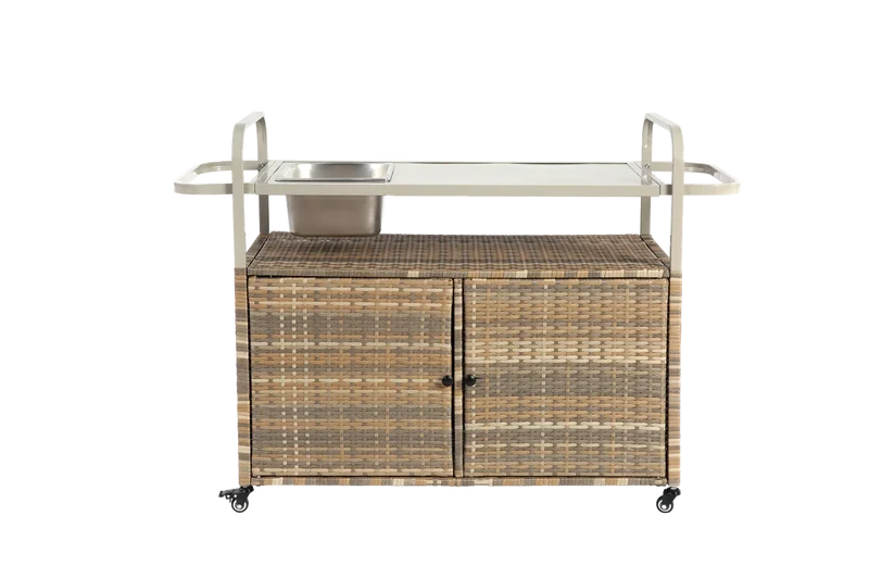 Outdoor Barwagen – Buitentrolley – Servierwagen – Tuinwagen – Bistrowagen – Gepoedercoat Staal – 360° Draaibare Wielen