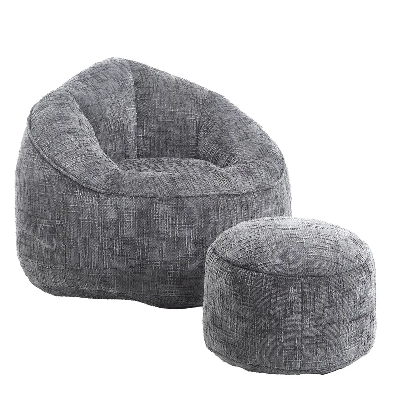 Zitzak Fauteuil – Zitzakstoel – Relaxstoel – Poef – Chenille Bekleding – Foamvulling – Lichtgewicht 19,5 Kg