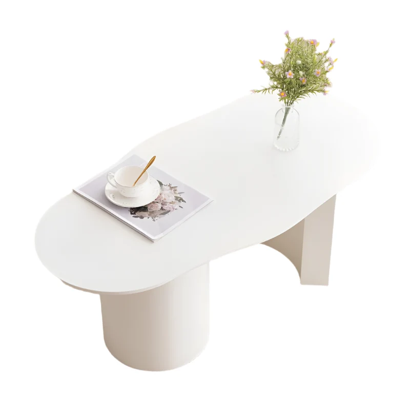 Salontafel – Woonkamertafel – Tafel – Koffietafel – Hoogwaardig MDF – Onregelmatig Modern Ontwerp – Stevige Constructie - 100 x 50 x 40.5 cm - Wit