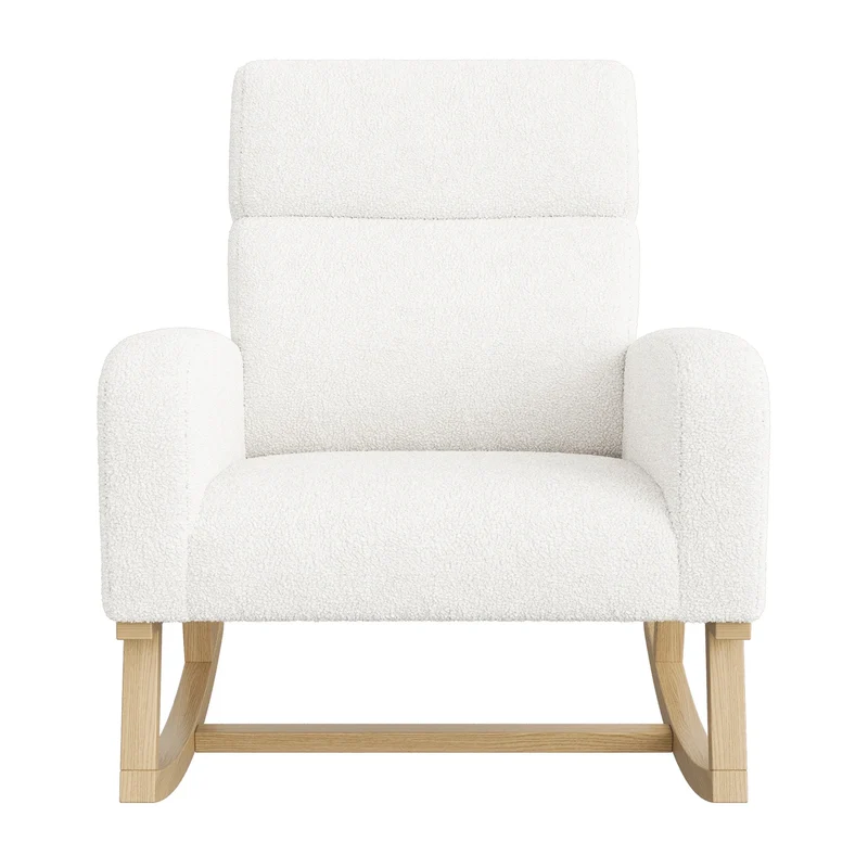 Schommelstoel – Schommelzetel – Relaxstoel – Wiegstoel – Ergonomisch Ontwerp – Houten Constructie - 69.2 x 78.5 x 87 cm - Wit