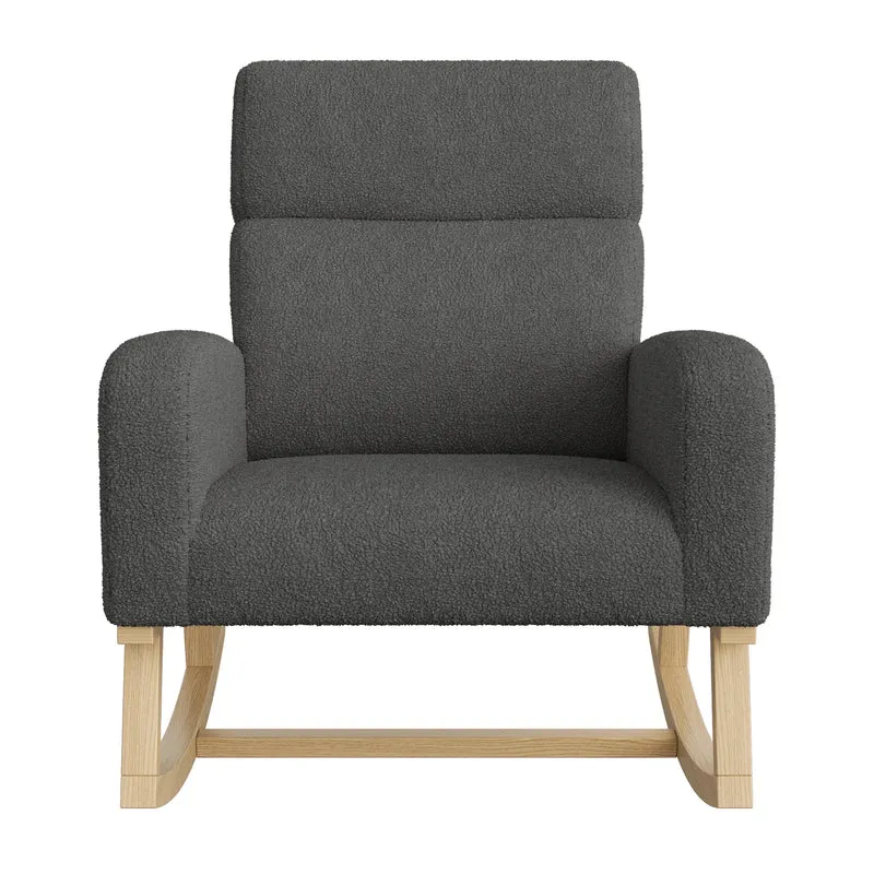 Schommelstoel – Schommelzetel – Relaxstoel – Wiegstoel – Ergonomisch Ontwerp – Houten Constructie - 69.2 x 78.5 x 87 cm - Donkergrijs