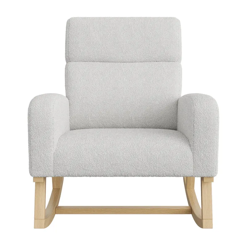 Schommelstoel – Schommelzetel – Relaxstoel – Wiegstoel – Ergonomisch Ontwerp – Houten Constructie - 69.2 x 78.5 x 87 cm - Lichtgrijs