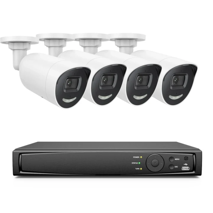 Beveiligingscamera – Bewakingscamera – 4 Stuks - Camerasysteem – 8CH – 4K Camera – 8MP Camera – 8 Kanaals – PoE – Nachtzicht 30 Meter - Geen Ingebouwde HDD