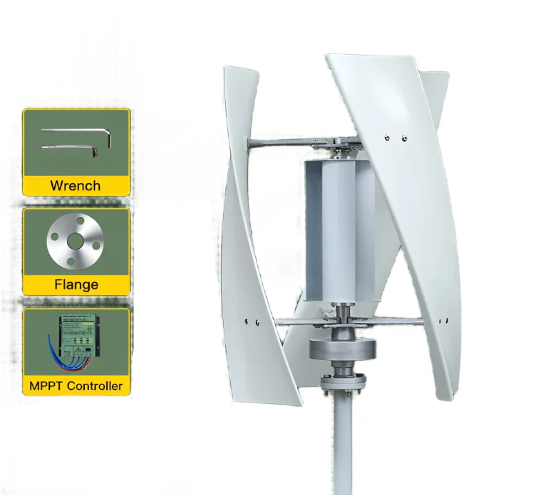 Windturbine – Compacte Windmolen – Duurzame Energie – Verticale As – Stille Generator – 2000W – Glasvezelbladen - 12V - Met MPPT-controller