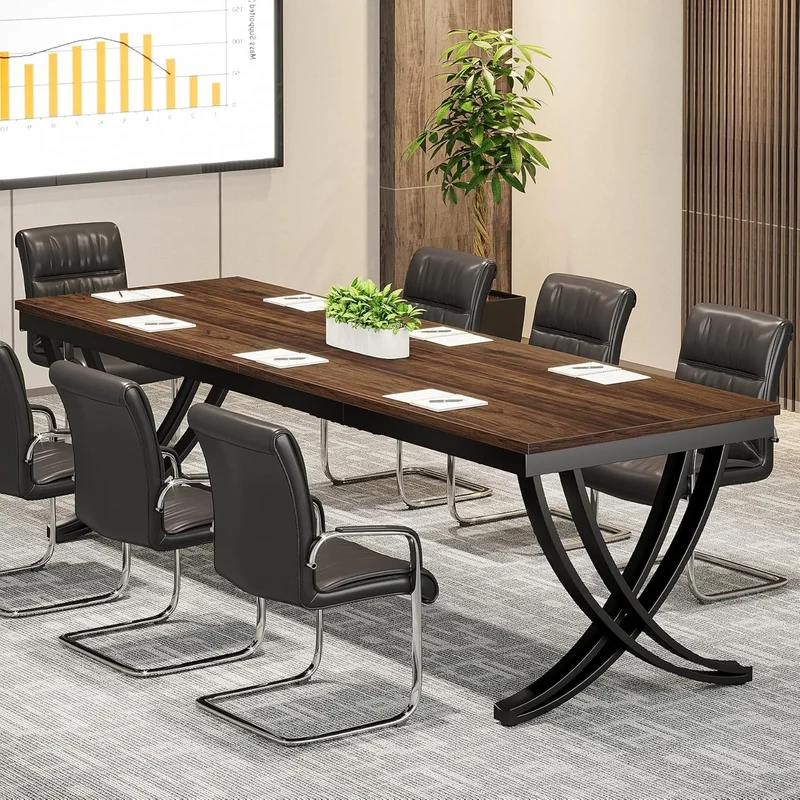 Vergadertafel – Vergadertafel Klein – Bureautafel – Overlegruimte – Kantoor – 6 Tot 8 Personen – Krasbestendig Werkblad - 200 x 70 x 75 cm - Bruin