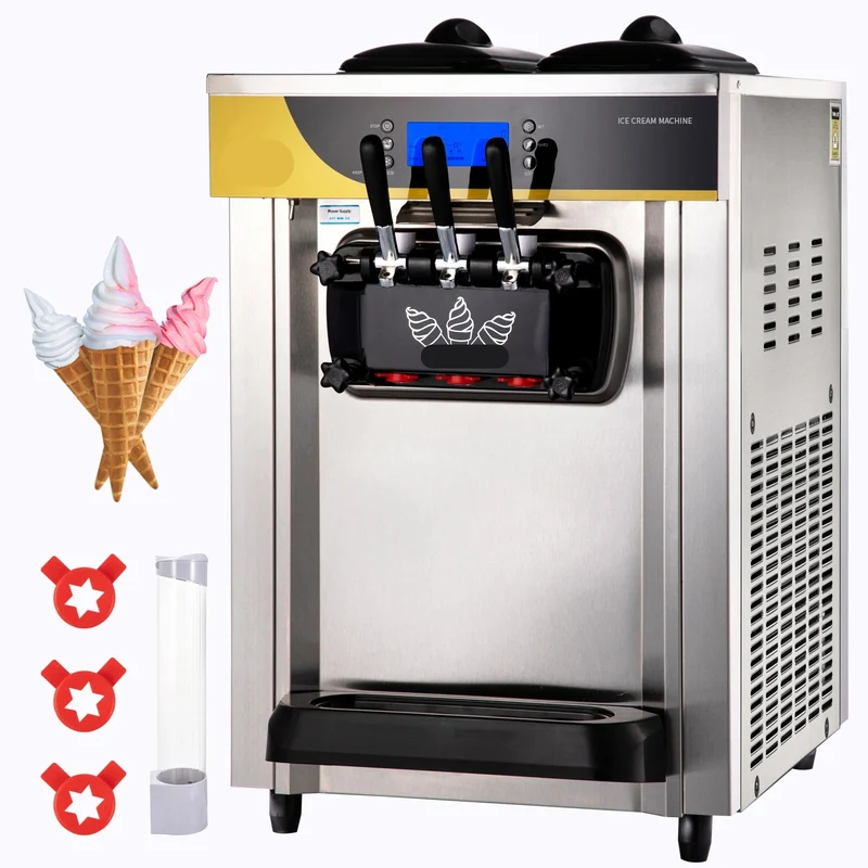 Softijs-Machine – IJsjesmaker – Soft-IJsapparaat – IJsbereider – IJsmachine – 2 X 6 Liter Mengbakken – 22-30 Liter Per Uur