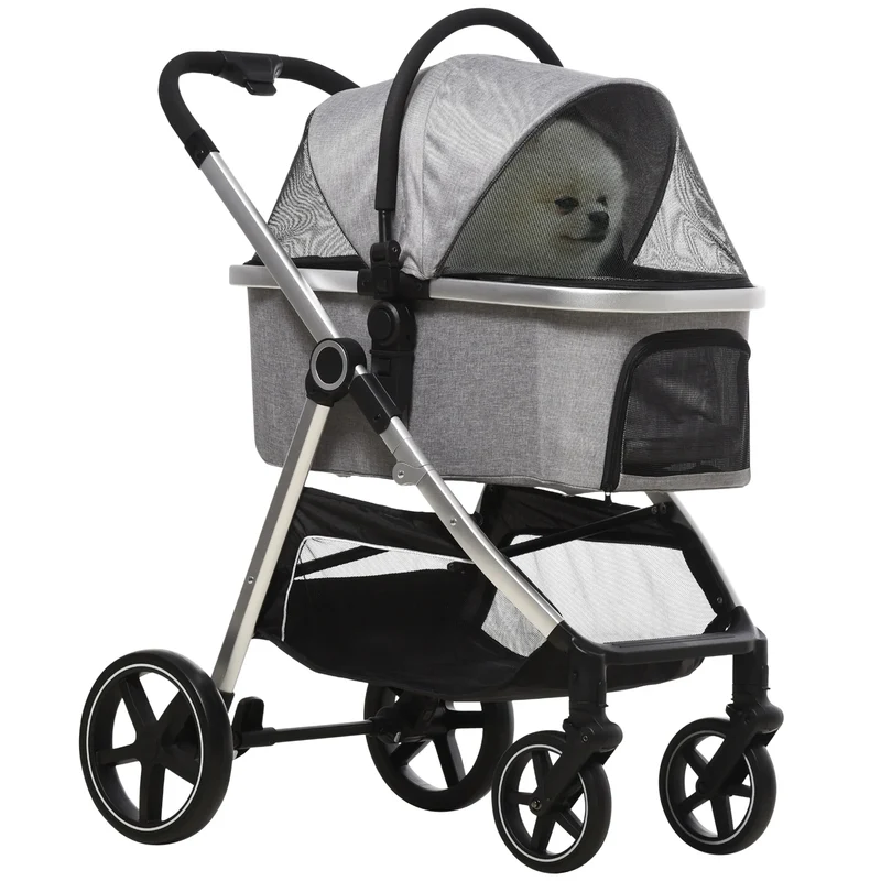 Hondenwagen – Hondenbuggy – Draagbare Bench – Wandelwagen – Lichtgewicht Metaal – 2-In-1 Functie