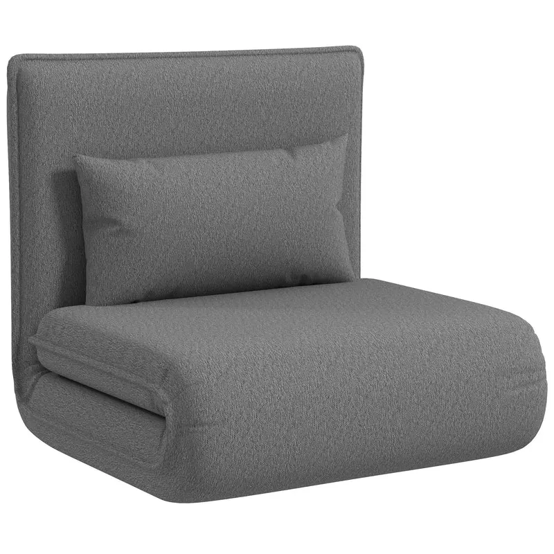 Vloerstoel – Zitstoel – Loungestoel – Slaapstoel – Inklapbaar – 6 Verstelbare Posities – Kunstleer Bekleding - 75 x 81 x 68 cm - Grijs