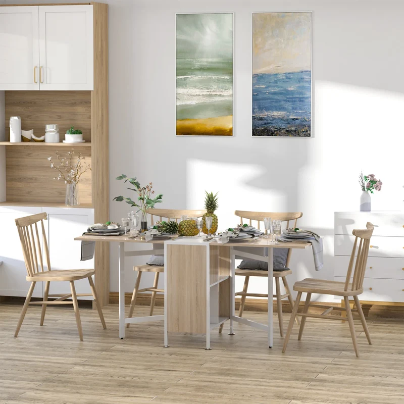Opvouwbare Opbergtafel – Opvouwbare Tafel – Bijzettafel – Werktafel – Bureau – 4 Planken – Duurzaam Hout