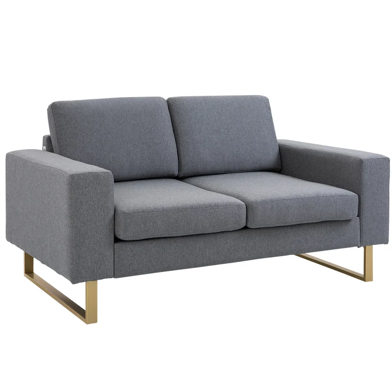 2-Zits Stoffen Bank – Compacte Sofa – Tweezits Bank – Moderne Loveseat – Ademend Hennepmateriaal – Minder Dan 200 Cm – Veerkrachtige Schuimvulling
