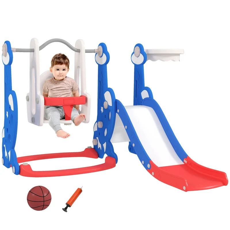 4-In-1 Speelset – Speeltoestel – Kinderspeelset – Indoor Speelgoed – Raket Thema – Veilig Kunststof – Geschikt Voor 18 Maanden Tot 4 Jaar