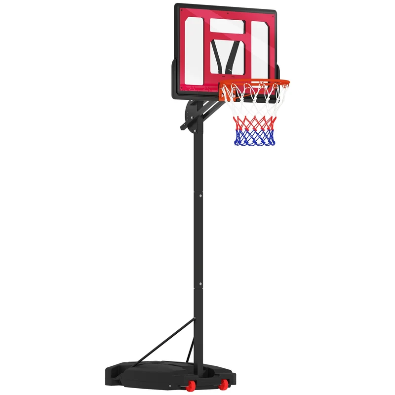 Basketbalring – Basketbalset – Basketbalbord – Verstelbare Basketbalring – Instelbare Hoogte 200-260 Cm – Stevige Basis Met Wieltjes