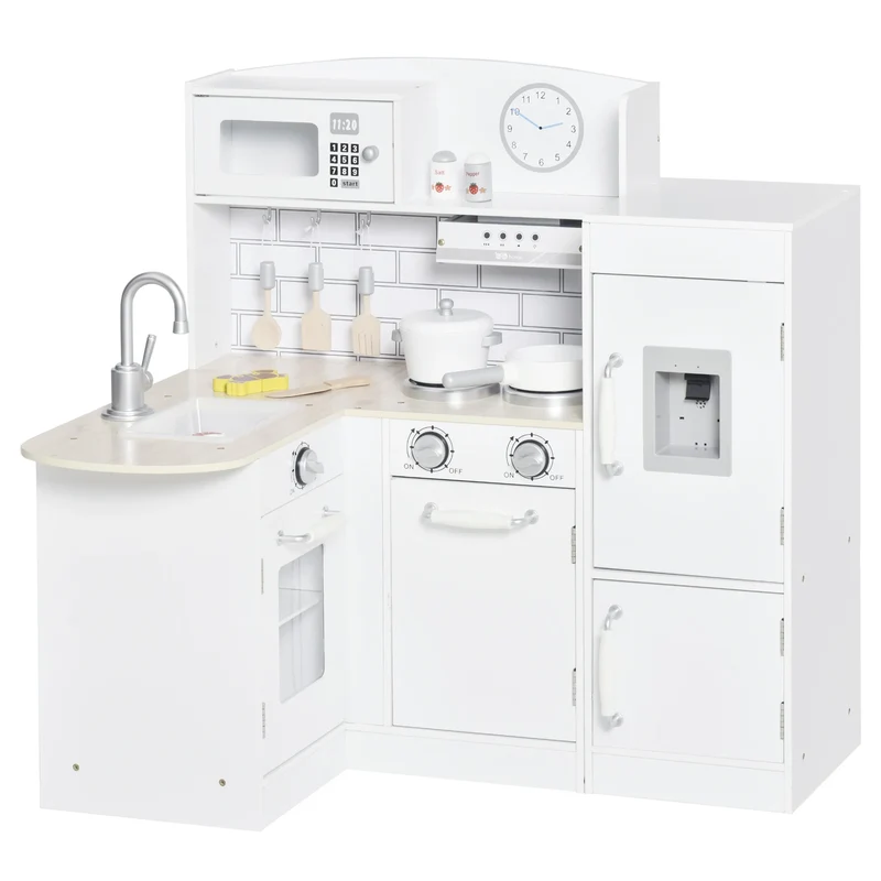 Houten Kinderkeuken – Speelkeuken – Kinderspeelgoed – Rollenspel – Speelkeukentje – Gelaagd MDF – Inclusief Speelkookgerei