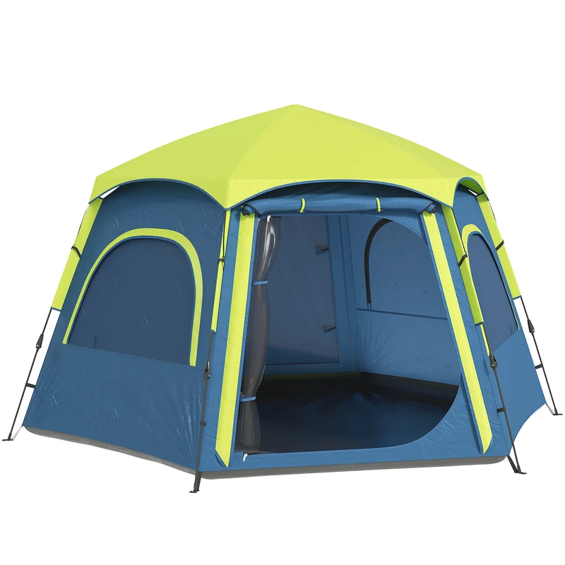 Koepeltent – Buitentent – Kampeertent – Tent Voor 3-4 Personen – Water- En Uv-Bestendig Polyester – Lichtgewicht En Compact - Blauw