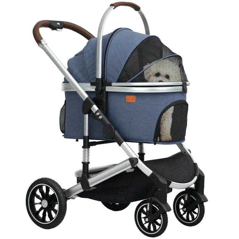 Hondenwagen – Draagtas – Autostoel – Hondenbuggy – Lichtgewicht Aluminium Frame – Inklapbaar Design - Blauw