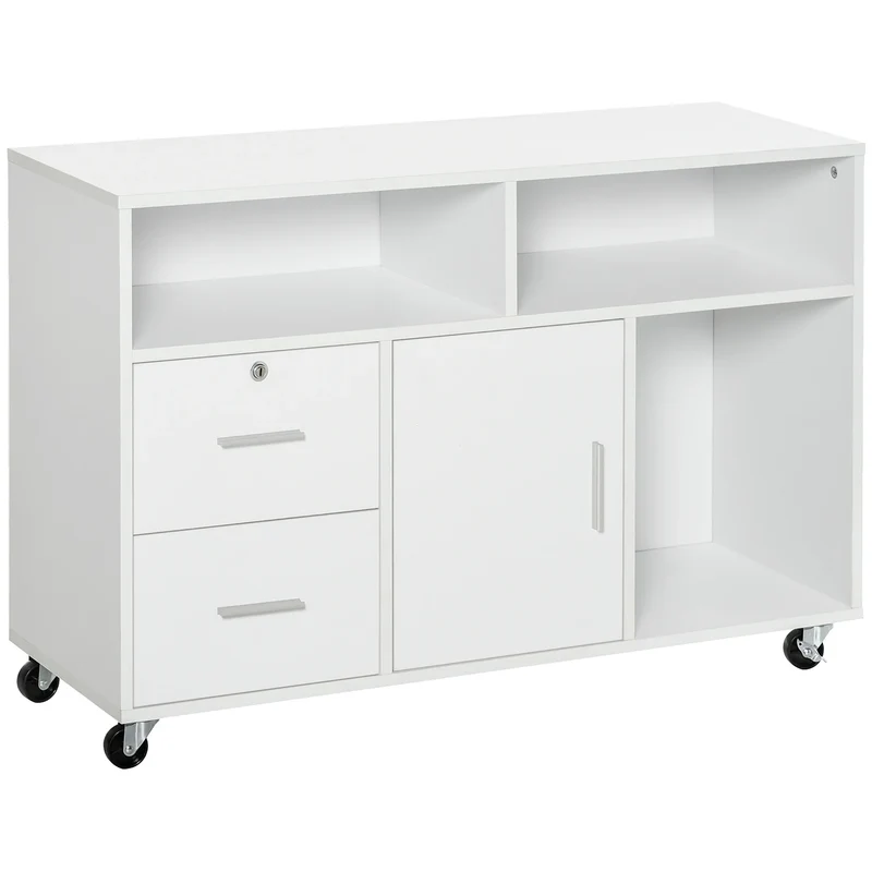 Opbergkast – Opbergmeubel – Kast Op Wieltjes – Opbergmeubel Op Wielen – Melamine – 100x35x65 Cm – Afsluitbare Lade