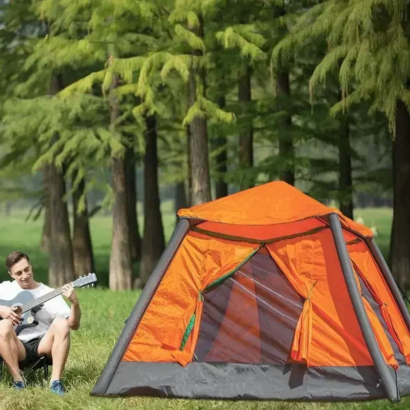 Opblaasbare Tent – Lucht Tent – Kampeertent – Snel Opzetten – Oxford Nylon – Lichtgewicht – Voor Twee Personen - Geel