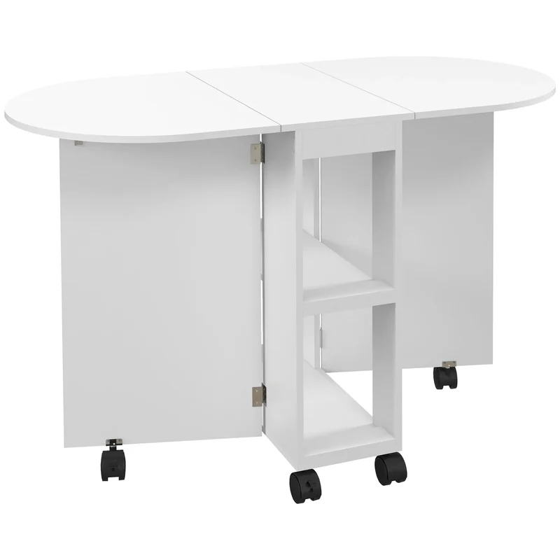 Opvouwbare Eettafel – Uitschuifbare Tafel – Compacte Tafel – Ruimtebesparende Tafel – Wieltjes Met Rem – Melamine Afwerking