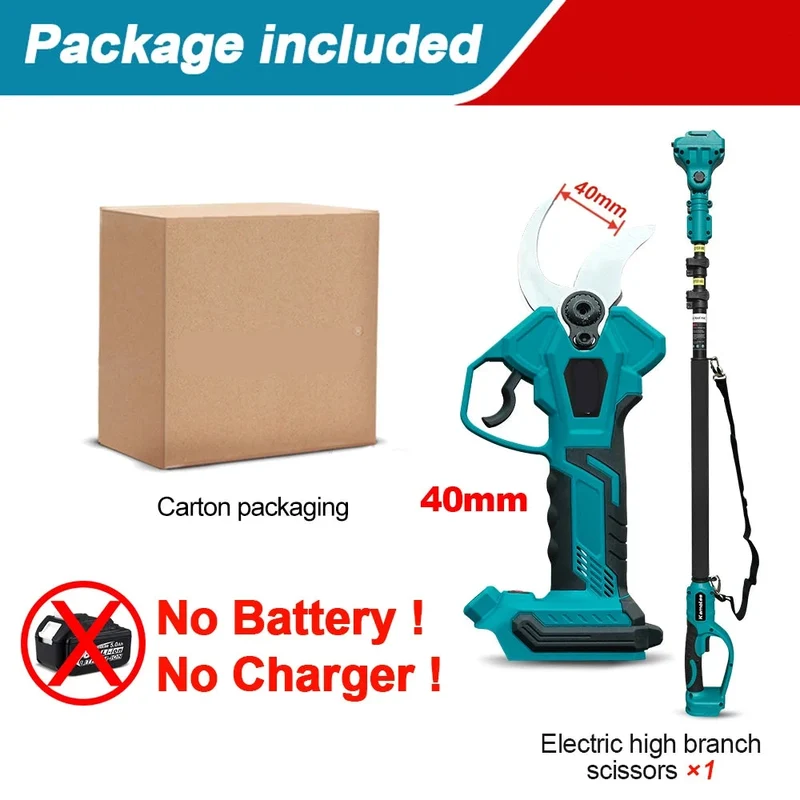 Elektrische Snoeischaar – Accu Snoeischaar – Tuinschaar – Takkenknipper – Carbon Stalen Mes – Brushless Motor - 40 mm Schaar