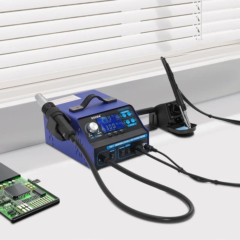 Soldeerstation – Warmte Pistool – Rework Station – Rookafzuiging – LCD Display – Brede Temperatuurbereik – Ergonomisch Ontwerp