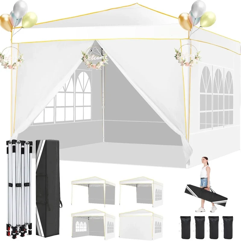 Partytent – Vouwtent – Tent – Schaduwdoek – Waterdicht – UV-Bescherming 50+ - Metalen Frame – 3 x 3 Meter - Wit