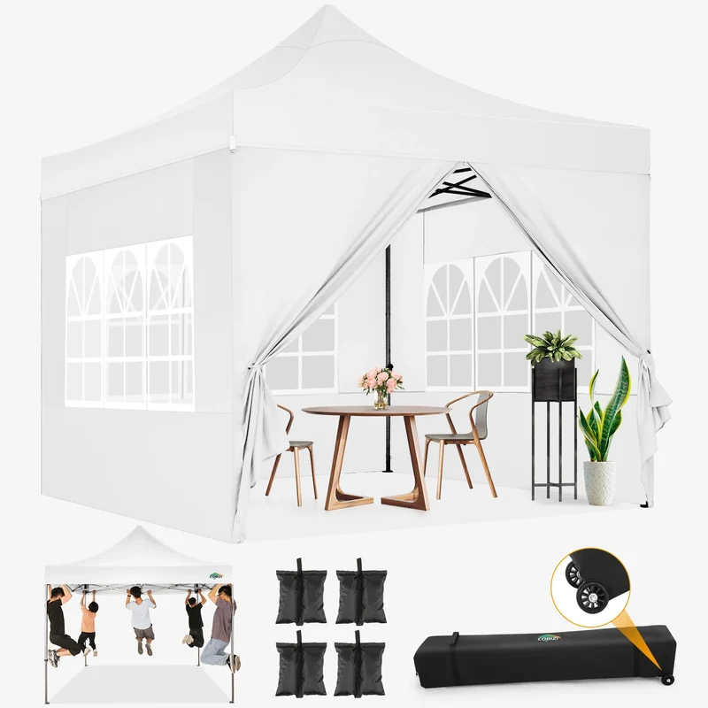 Pop-Up Partytent – Partytent 3x3m – Tent Waterdicht – Vouwtent – UV Bescherming – Slijtvast 420D Polyester – Windbestendig - Wit