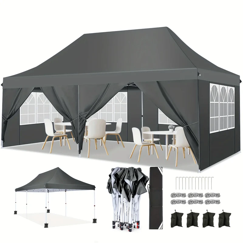 Partytent – Feesttent – Evenemententent – Tuinfeesttent – Grote Afmetingen 3x6 Meter – Waterdicht Oxford 210D - Grijs
